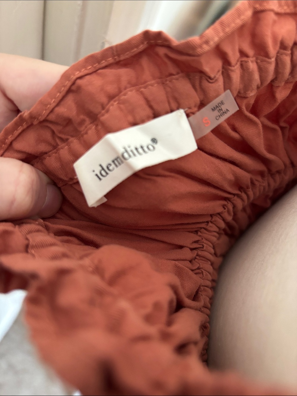 Anthropologie Rust Ruffle Tank with Cream Trim - Picture 3 of 6